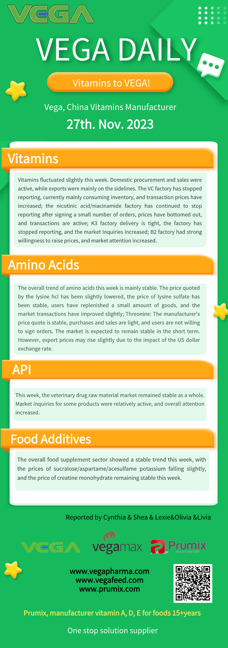 Vega Daily Dated on Nov 27th 2023 Vitamin Amino Acid APl Food Additives.png